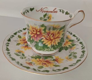 6 Tazzine + 6 Piattini ceramica floreali