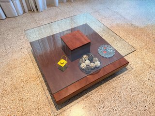 Mesa de centro cristal y madera