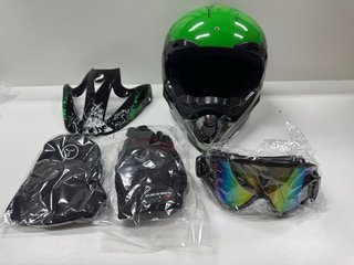 Casco Moto Integral Verde Negro