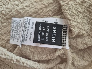 Top Shein Ruched Crop Beige Talla XS