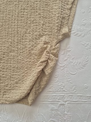 Top Shein Ruched Crop Beige Talla XS