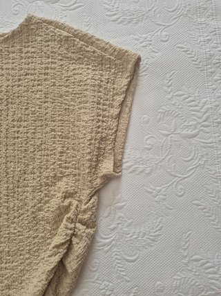 Top Shein Ruched Crop Beige Talla XS