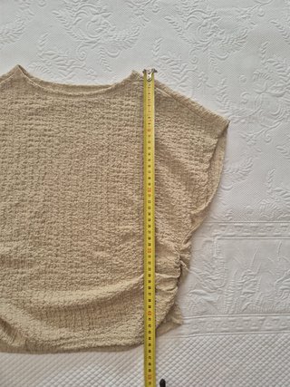 Top Shein Ruched Crop Beige Talla XS