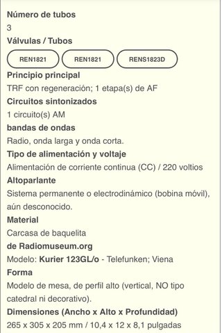 Radio Telefunken Antigua Válvulas
