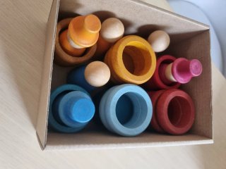 Grapat Waldorf madera:Muñecos,Monedas,Aros,Cubilet