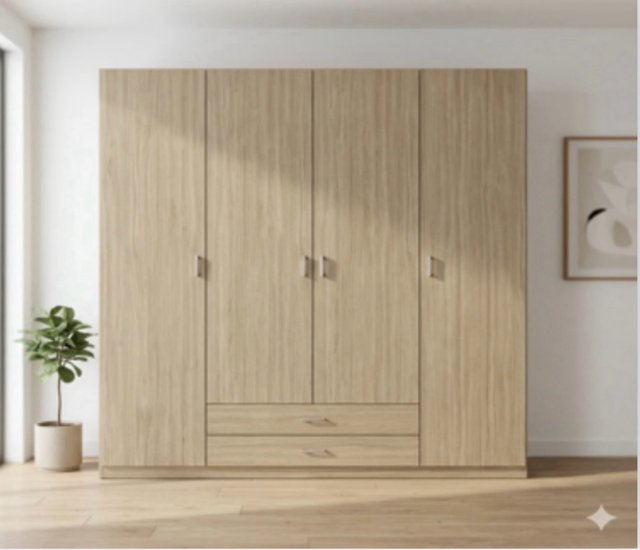 Guardaroba 4 porte 2 cassetti in legno