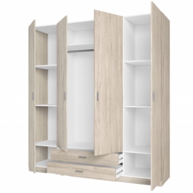 Guardaroba 4 porte 2 cassetti in legno