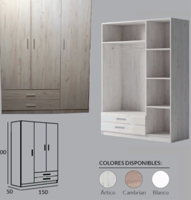 Guardaroba 4 porte 2 cassetti in legno