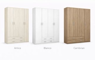Armario 4 puertas 2 cajones madera