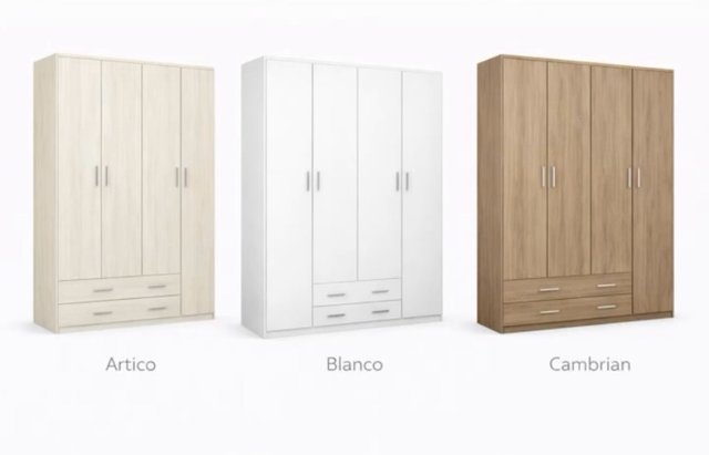 Guardaroba 4 porte 2 cassetti in legno