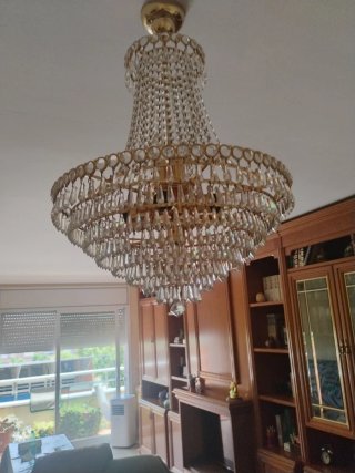 Lámpara de techo cristal lágrimas dorada