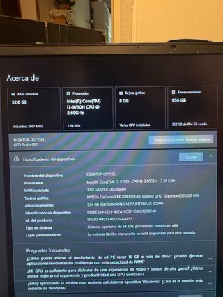 Portátil Gaming MSI RTX 2080 32GB RAM 1TB SSD