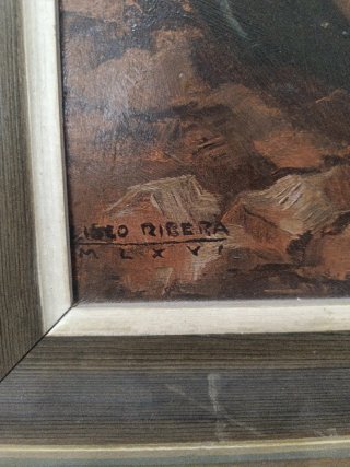 Cuadro Óleo Antigua Niña y Perro 72x52