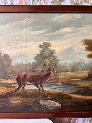 Cuadro Óleo Ciervos 160x94cm