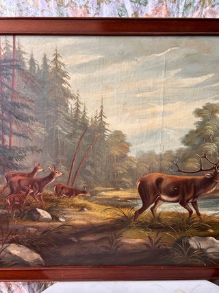 Cuadro Óleo Ciervos 160x94cm