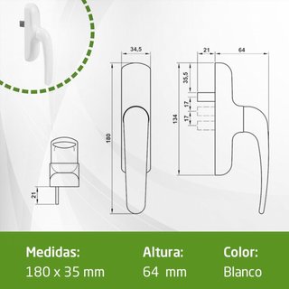 Amig manilla 180x35mm aluminio pvc blanco
