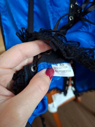Corsé azul con encaje negro Talla XL