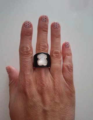 Anillo Tous Oso Negro y Blanco