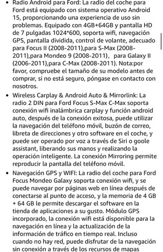 Pantalla CarPlay para Ford Focus Cmax Smax Mondeo