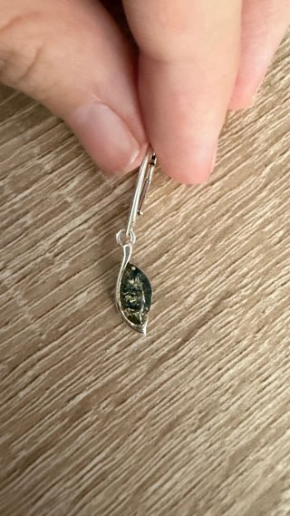 Pendientes Ámbar Verde y Plata de Ley 925