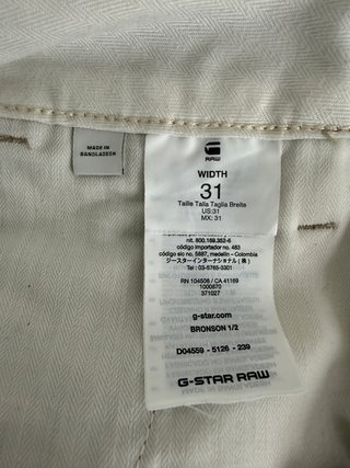 Pantalón corto G-Star, Talla 31, Beige