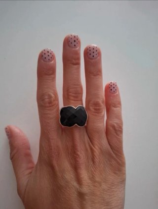Anillo Tous Plata y Piedra Negra