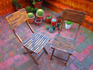 Conjunto Mesa y 2 Sillas Exterior Madera