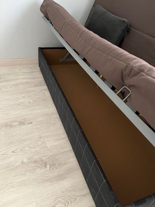 Sofá Cama Marrón y Negro Poco Uso