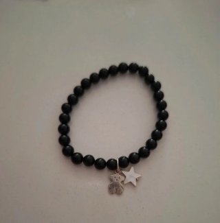 Pulsera Tous Negra con Oso y Estrella