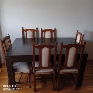 Mesa comedor oscura 6 sillas sin usar