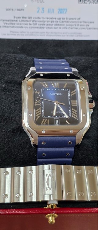 Cartier Santos L - Reloj de Acero Azul
