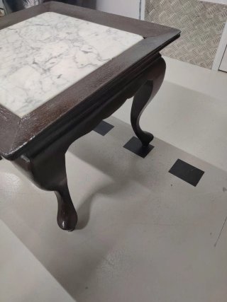 Mesa auxiliar vintage madera y mármol