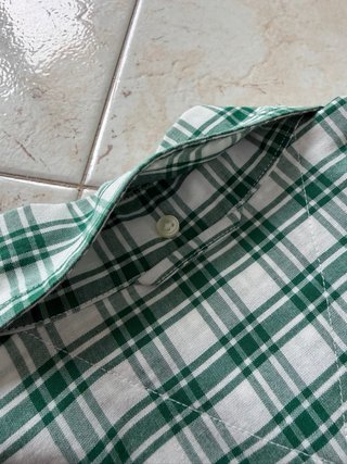 Camicia Tommy Hilfiger a Quadri Verde Bianca Corta