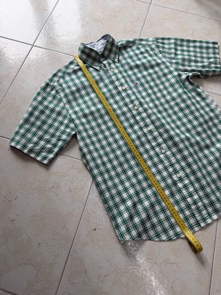 Camicia Tommy Hilfiger a Quadri Verde Bianca Corta