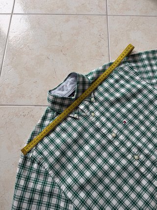 Camicia Tommy Hilfiger a Quadri Verde Bianca Corta