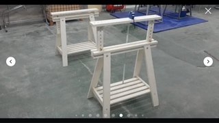 Mesa cristal y 2 caballetes madera blancos
