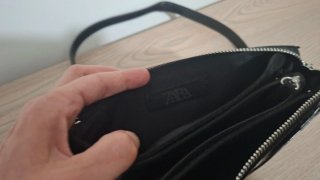 Bolso Zara Negro Terciopelo Tachuelas