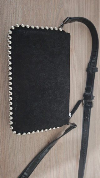 Bolso Zara Negro Terciopelo Tachuelas