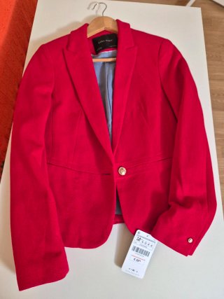 Blazer Zara Basic Rojo Talla M de piqué de algodón