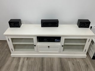 Mueble TV Banak Madera y Cristal Blanco