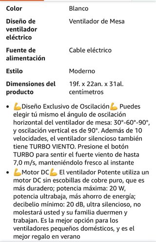 Ventilador MYCARBON blanco con mando