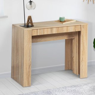 Mesa consola extensible para 10 personas.