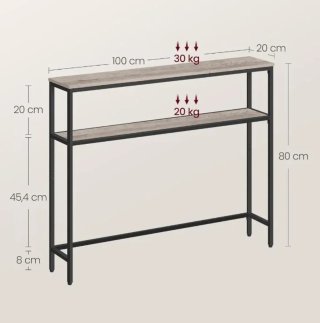 VASAGLE Mesa de Consola de 2 Niveles, Mesa Auxiliar con 2 Estantes