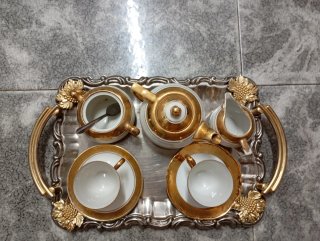 Juego de té porcelana y oro