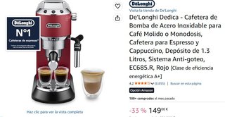 Cafetera DeLonghi Dedica Acero Inox Rojo