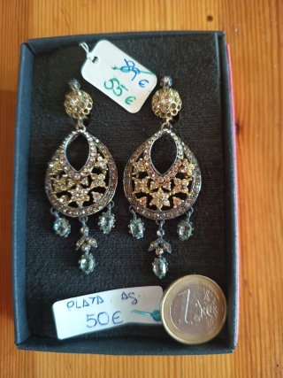 Pendientes Plata Ley Swarovski Agua Marina