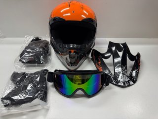Casco Moto Todoterreno Profesional Naranja