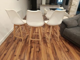 Pack 3 Taburetes Cocina Blancos Madera