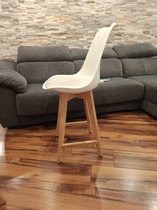 Pack 3 Taburetes Cocina Blancos Madera