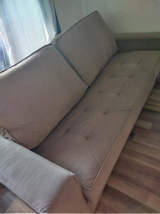 Sofá cama beige de tela